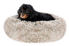 brown white pet bed warm donut