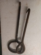 A Pair Vintage Hand Forged Cast Iron Hay Ice Meat Hooks
