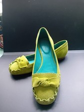 BODEN Size 5 / 38 NEW Lime Green Suede  shoe Leather Moccasin style flat shoes