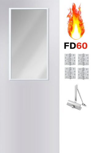 Premdor white primed glass - white,