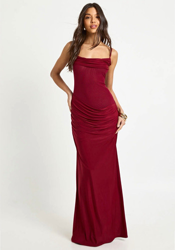 Boohoo burgundy ruched stretch - boohoo,