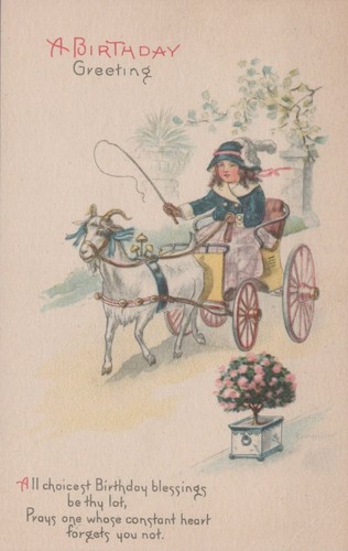 Birthday greeting goat cart - greeting,
