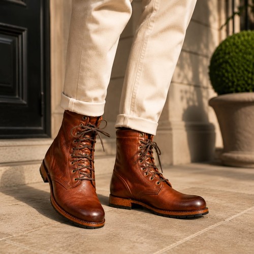 Men brown leather - men, military