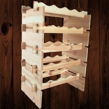 Freestanding 5 Tier Wooden Wine Rack 20 Bottle Floor Standing Natural Pine