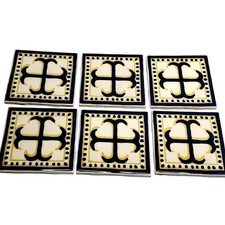 VTG Orion Monterrey Mexico Tile Set of 6 Ceramic Blue & Yellow Reclaimed Mexican
