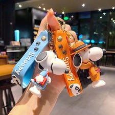 Snoopy 3D Rubber Keychains Keyring for Keys Backpack Bag Charm Pendant Kids Gift
