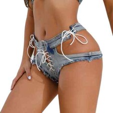 Women's Laces Denim Shorts