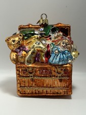 Christopher Radko "FAO" Toy Chest Hand-Painted Blown Glass Ornament