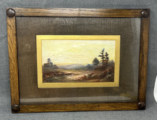 Vintage Landscape Oil Painting Oak Frame & Mount Autumnal Signed 42cm x 31.8cm
