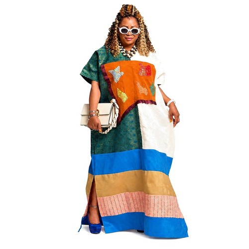 Premium aso oke patch dress - oke,