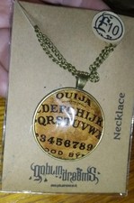 Vintage Style Planchette Ouija Glass Cabochon Pendant with chain - GoblinDreams 