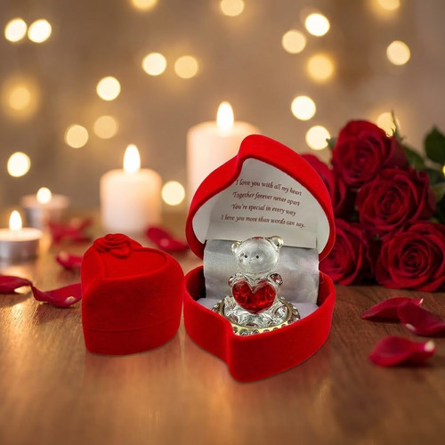 Valentine glass teddy bear - glass,
