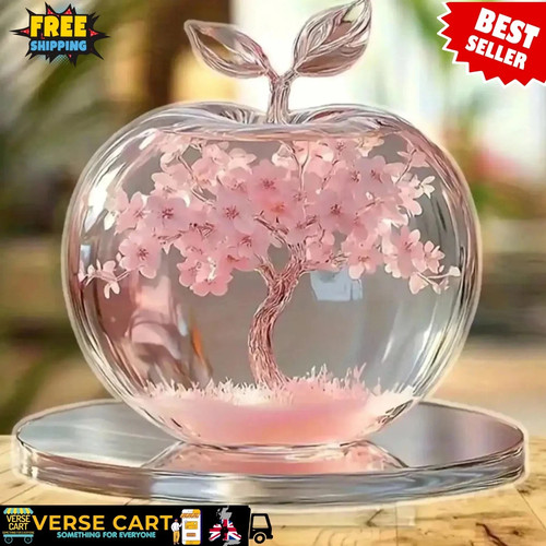 Crystal apple figurine glass - figurine,