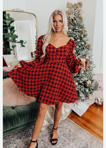 Plaid evening dress new unique - plaid,