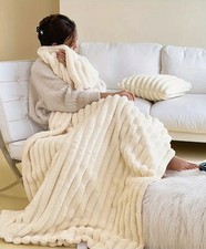 Faux rabbit fur throw plush - faux,