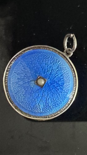 Antique blue guilloche enamel - antique,