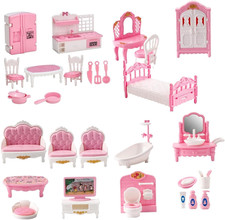 32 Pcs Dolls House Furniture Set, Miniature 1:12 Scale Mini Doll House Furniture