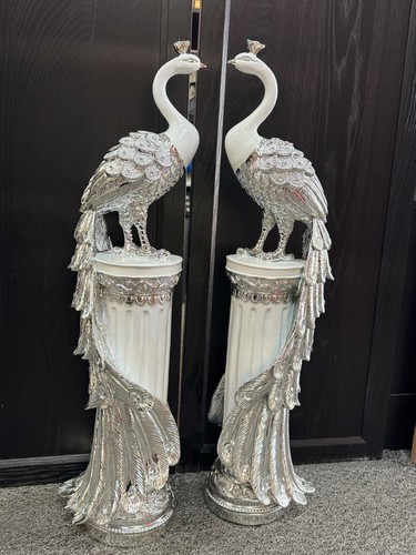 Italian silver white - italian, peacocks