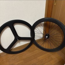 [Almost unused] Fixie bike carbon wheel baton wheel front and rear set