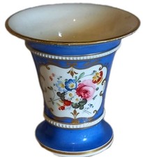 19th C Handpainted Spill Vase Sevres Style Floral Cartouche & Gilt Highlights