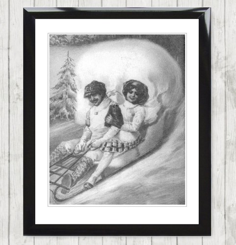 Framed art print skull - framed, gothic