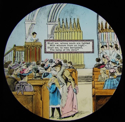Glass magic lantern slide - magic,