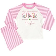 Personalised Birthday Pyjamas Girls When I Wake Up I Will Be 1 1st Animals PJs