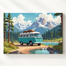 Whimsical Vw Camper Van Canvas