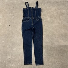 Levi's Denim Jumpsuit Corset Overalls Zip Front catsuit Womens Small