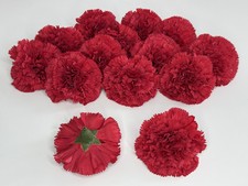 30 Pcs Red Faux Carnation Heads Decorations Silk Flower