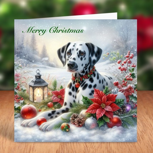 Dalmatian dog christmas card - dog,