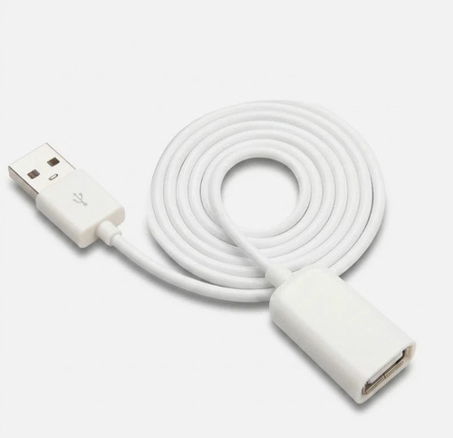 White usb extension cable - white,