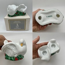 Avon 2 Turtle Doves Ceramic Candle Holder boxed Rare holiday doves