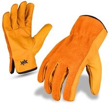 leather work gloves yellow thorn proof protection safety garden gloves
