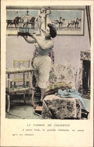 Postcard woman underwear - in,