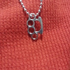 Brass Knuckles Necklace Stainless Ball Chain New Vintage Knuckle Dusters Pendant