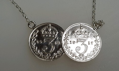 Two coin necklace solid - two,