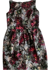 Vintage 1950’s Style  ‘Darling’ Audrey Hepburn Vibe Dress Floral Black Net S 10