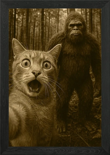 Surprised cat and bigfoot - cat,