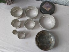 Complete Set Of 1950's Tala Vintage Pastry Round Cutters In Original Tin Crinkle