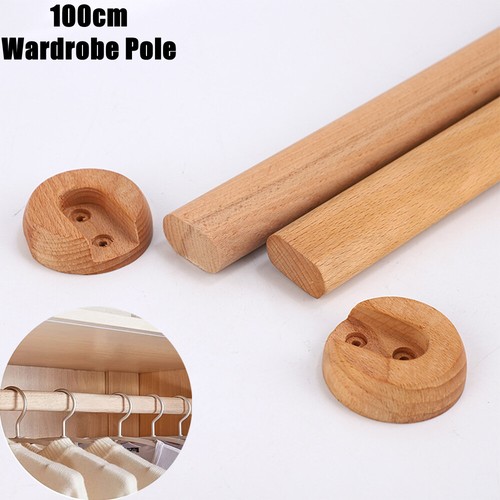 Wooden wardrobe pole rod oval - wooden,
