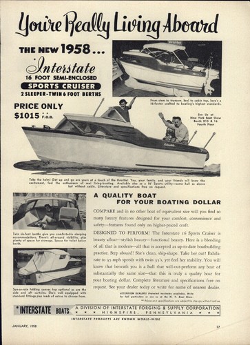 1958 paper interstate boat - 1958,