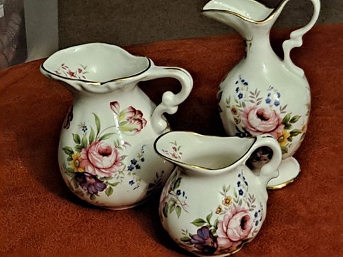 Fenton bone china jugs - china, x3