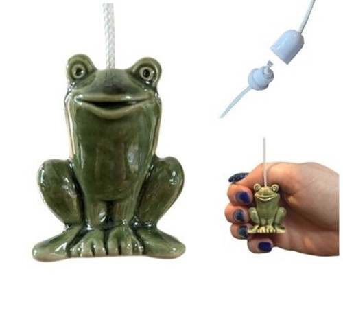 Ceramic green frog - green, pull