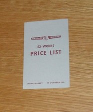 Triumph Range Price List 1965 2000 Vitesse Convertible Spitfire TR4A Herald 1200