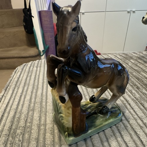 Ceramic horse figurine - ceramic, brown