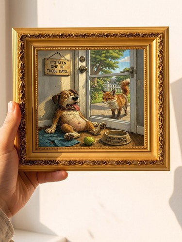Tired dog with - fox, oil