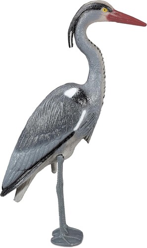 Weatherproof grey heron statue - grey,