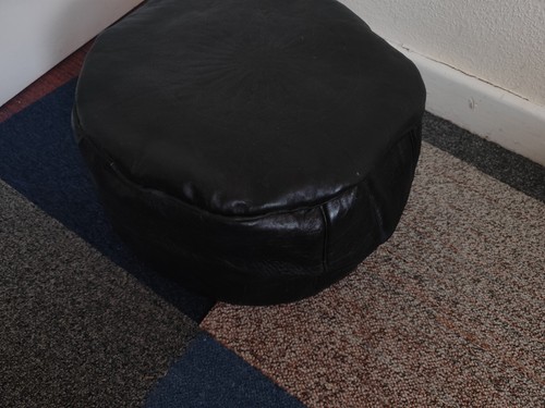 Handmade moroccan black pouffe - moroccan,