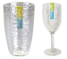 Plastic Wine Goblet Set Drinks Tumbler Glasses BBQ Outdoor Dining Party Dimple